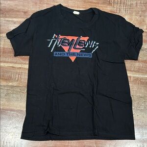 Black Huey Lewis and the News Cotton Short Sleeve Tee